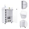 Dukat Bar Cart; Two Shelves; Six Built-in Wine Rack; Four Casters -White