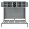 Queen Size Murphy Bed Wall Bed with Top Cabinets & Wine Rack ,Gray