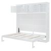 Queen Size Murphy Bed Wall Bed with Top Cabinets & Wine Rack ,White