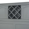 Queen Size Murphy Bed Wall Bed with Top Cabinets & Wine Rack ,Gray