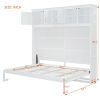 Queen Size Murphy Bed Wall Bed with Top Cabinets & Wine Rack ,White