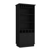Dundee 70-Inch High 10-Glass Bar Cabinet with 5 Cubbies and 3 Open Shelves and Cabinet Black