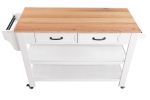 57 inch Rolling Kitchen Island with Storage,Kitchen Cart with Solid OAK Wood Top,Two-sided Kitchen island Cart on Wheels ,Wine and Spice Rack