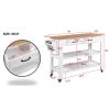 57 inch Rolling Kitchen Island with Storage,Kitchen Cart with Solid OAK Wood Top,Two-sided Kitchen island Cart on Wheels ,Wine and Spice Rack