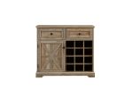 Farmhouse Liquor Cabinet Bar Cabinet with 2 Drawers, Wine Bar Cabinet with Removable Wine Racks Storage Shelves, Cupboard for Kitchen, Dining Room