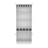 Dundee 70-Inch High 10-Glass Bar Cabinet with 5 Cubbies and 3 Open Shelves and Cabinet White