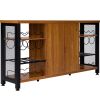 VEVOR Industrial Bar Cabinet, Wine Table for Liquor with Glass Holder, Wine Rack and Metal Sideboard, Farmhouse Wood Coffee Bar for Living Room
