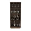 Dundee 70-Inch High 10-Glass Bar Cabinet with 5 Cubbies and 3 Open Shelves and Cabinet Dark Brown