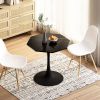 31.50"Modern Octagonal Coffee Table with Printed Black Marble Table Top,Metal Base, for Dining Room, Kitchen, Living Room