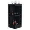 FM FURNITURE Lamer Corner Bar Cabinet with Wine Rack and Open Shelf, Black