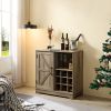 Wine Bar Cabinet for Liquor and Glasses, Farmhouse Coffee Bar, Cabinet with Wine Rack Barn Door Buffet Sideboard Cabinet with Drawer