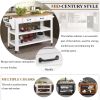 57 inch Rolling Kitchen Island with Storage,Kitchen Cart with Solid OAK Wood Top,Two-sided Kitchen island Cart on Wheels ,Wine and Spice Rack