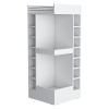 FM FURNITURE Lamer Corner Bar Cabinet with Wine Rack and Open Shelf, White