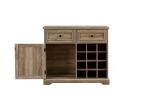 Farmhouse Liquor Cabinet Bar Cabinet with 2 Drawers, Wine Bar Cabinet with Removable Wine Racks Storage Shelves, Cupboard for Kitchen, Dining Room
