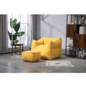 COOLMORE Bean Bag Chair Lazy Sofa Footstool Durable Comfort Lounger High Back Bean Bag Chair Couch For Adults And Kids, Indoor  Outdoor (Option: Mustard yellow)