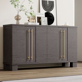 Wood Traditional Style Sideboard with Adjustable Shelves and Gold Handles for Kitchen,Dining Room and Living Room (Material: MDF, Color: taupe)