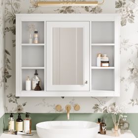 35'' x 27.5'' Medicine Cabinet, Wall Mounted Bathroom Storage Cabinet, Modern Bathroom Wall Cabinet with Mirror (Material: MDF, Color: White)