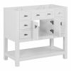 36'' Bathroom Vanity without Top Sink, White Cabinet only, Modern Bathroom Storage Cabinet with 2 Soft Closing Doors and 6 Drawers (Not Include Sink)