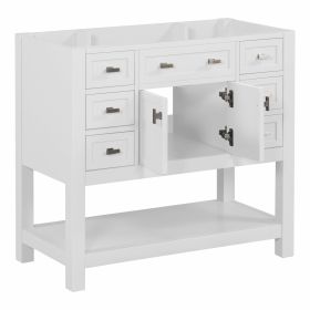 36'' Bathroom Vanity without Top Sink, White Cabinet only, Modern Bathroom Storage Cabinet with 2 Soft Closing Doors and 6 Drawers (Not Include Sink) (Material: MDF, Color: White)
