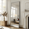Aluminum alloy thin edged rectangular black full-length mirror with stand 71 *31 * 1 inch Bathroom Vanity Mirror for Bedroom Entryway