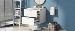 Modern 24-Inch Wall-Mounted Bathroom vanity with 2 Drawers, Ideal for Small Bathrooms