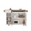 44 Inch Kitchen Island Cart with Solid Wood Top, Wine Storage, Spice Rack, Towel Rack, Wine Glass Holder, Rolling Kitchen Island Table on Wheels