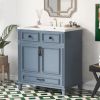 30'' Bathroom Vanity with Resin Sink,Solid Wood Frame Bathroom Storage Cabinet with Soft Closing Doors,Retro Style