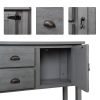 48'' Solid Wood Sideboard Console Table with 2 Drawers and Cabinets and Bottom Shelf