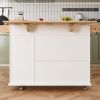 44 Inch Kitchen Island Cart with Solid Wood Top, Wine Storage, Spice Rack, Towel Rack, Wine Glass Holder, Rolling Kitchen Island Table on Wheels