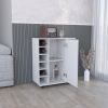 Lothian Bar Cart with Casters, 2-Side Storage Shelves and 6-Wine Bottle Rack