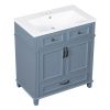 30'' Bathroom Vanity with Resin Sink,Solid Wood Frame Bathroom Storage Cabinet with Soft Closing Doors,Retro Style