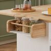 44 Inch Kitchen Island Cart with Solid Wood Top, Wine Storage, Spice Rack, Towel Rack, Wine Glass Holder, Rolling Kitchen Island Table on Wheels