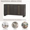 Wood Traditional Style Sideboard with Adjustable Shelves and Gold Handles for Kitchen,Dining Room and Living Room