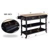 56 inch Rolling Kitchen Island with Storage,Kitchen Cart with Solid OAK Wood Top,Two-sided Kitchen island Cart on Wheels , Wine and Spice Rack