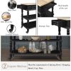 56 inch Rolling Kitchen Island with Storage,Kitchen Cart with Solid OAK Wood Top,Two-sided Kitchen island Cart on Wheels , Wine and Spice Rack
