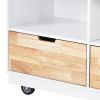 Rolling Kitchen Island with Storage, Two-sided Kitchen island Cart on Wheels with RubberWood Top,Wine and Spice Rack