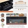56 inch Rolling Kitchen Island with Storage,Kitchen Cart with Solid OAK Wood Top,Two-sided Kitchen island Cart on Wheels , Wine and Spice Rack