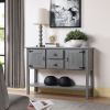 48'' Solid Wood Sideboard Console Table with 2 Drawers and Cabinets and Bottom Shelf