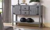 48'' Solid Wood Sideboard Console Table with 2 Drawers and Cabinets and Bottom Shelf