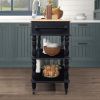 56 inch Rolling Kitchen Island with Storage,Kitchen Cart with Solid OAK Wood Top,Two-sided Kitchen island Cart on Wheels , Wine and Spice Rack