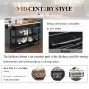 56 inch Rolling Kitchen Island with Storage,Kitchen Cart with Solid OAK Wood Top,Two-sided Kitchen island Cart on Wheels , Wine and Spice Rack