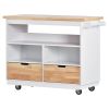 Rolling Kitchen Island with Storage, Two-sided Kitchen island Cart on Wheels with RubberWood Top,Wine and Spice Rack