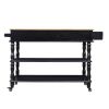 56 inch Rolling Kitchen Island with Storage,Kitchen Cart with Solid OAK Wood Top,Two-sided Kitchen island Cart on Wheels , Wine and Spice Rack