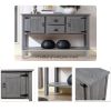 48'' Solid Wood Sideboard Console Table with 2 Drawers and Cabinets and Bottom Shelf