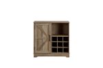 Farmhouse Coffee Bar Cabinet Bar Cabinet with Wine Rack Barn Door Buffet Sideboard Cabinet with Drawer, Adjustable Storage Shelves, Living Room