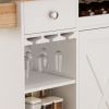 44 Inch Kitchen Island Cart with Solid Wood Top, Wine Storage, Spice Rack, Towel Rack, Wine Glass Holder, Rolling Kitchen Island Table on Wheels