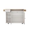 44 Inch Kitchen Island Cart with Solid Wood Top, Wine Storage, Spice Rack, Towel Rack, Wine Glass Holder, Rolling Kitchen Island Table on Wheels
