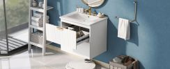 Modern 24-Inch Wall-Mounted Bathroom vanity with 2 Drawers, Ideal for Small Bathrooms