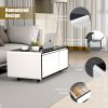 Modern Smart mini Coffee Table with Built in Fridge;  Outlet protection; Wireless charging module; Mechanical temperature control; Power socket; USB i