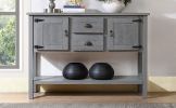 48'' Solid Wood Sideboard Console Table with 2 Drawers and Cabinets and Bottom Shelf